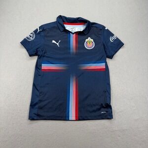 Puma Chivas Soccer Jersey Youth Large Navy Blue Short Sleeve 763141-01